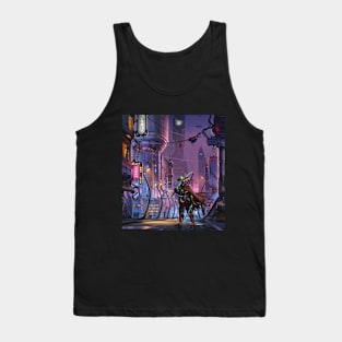 Cyber samurai on city streets Tank Top